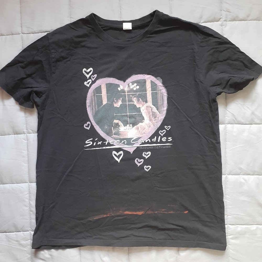 Sixteen Candles Distressed Black Graphic Tee Shirt John Hughes Molly Ringwald XL